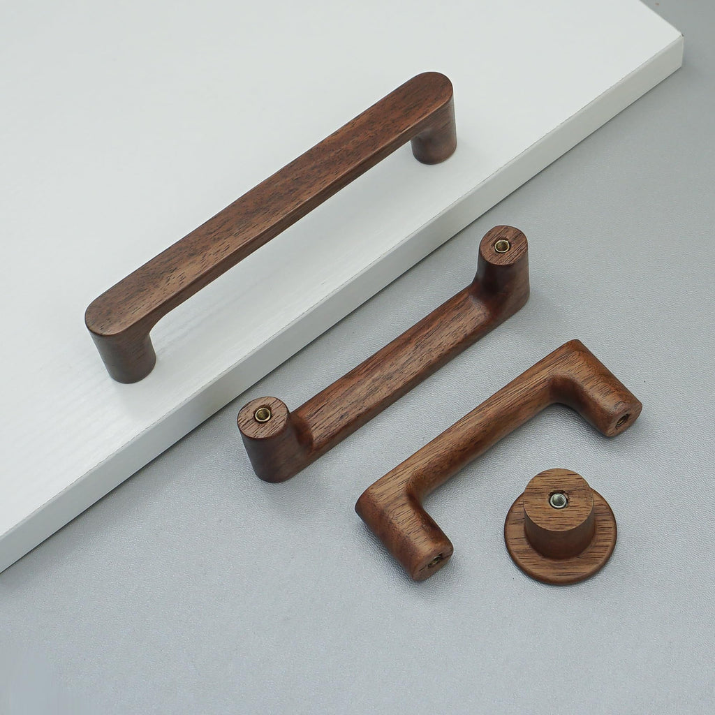6 Pack Walnut Wood Drawer Pulls Handes Rustic Cabinet Pulls Handles Wood Dresser Knob Kitchen Furniture Hardware (6