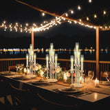 4 Set Gold Candelabra Centerpieces for Tables, 26.8 Inch 5 Arm Candle Holders with LED Candles and Acrylic Cylinders