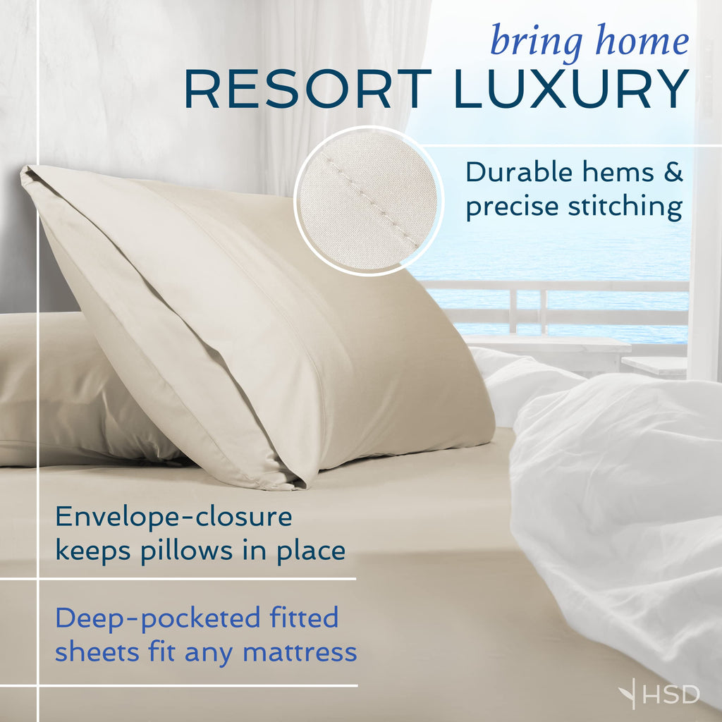 4 Piece Bed Sheet Set California King Size, 100% Viscose Derived from Bamboo Sheets Set with 2 Pillowcases, Cooling &