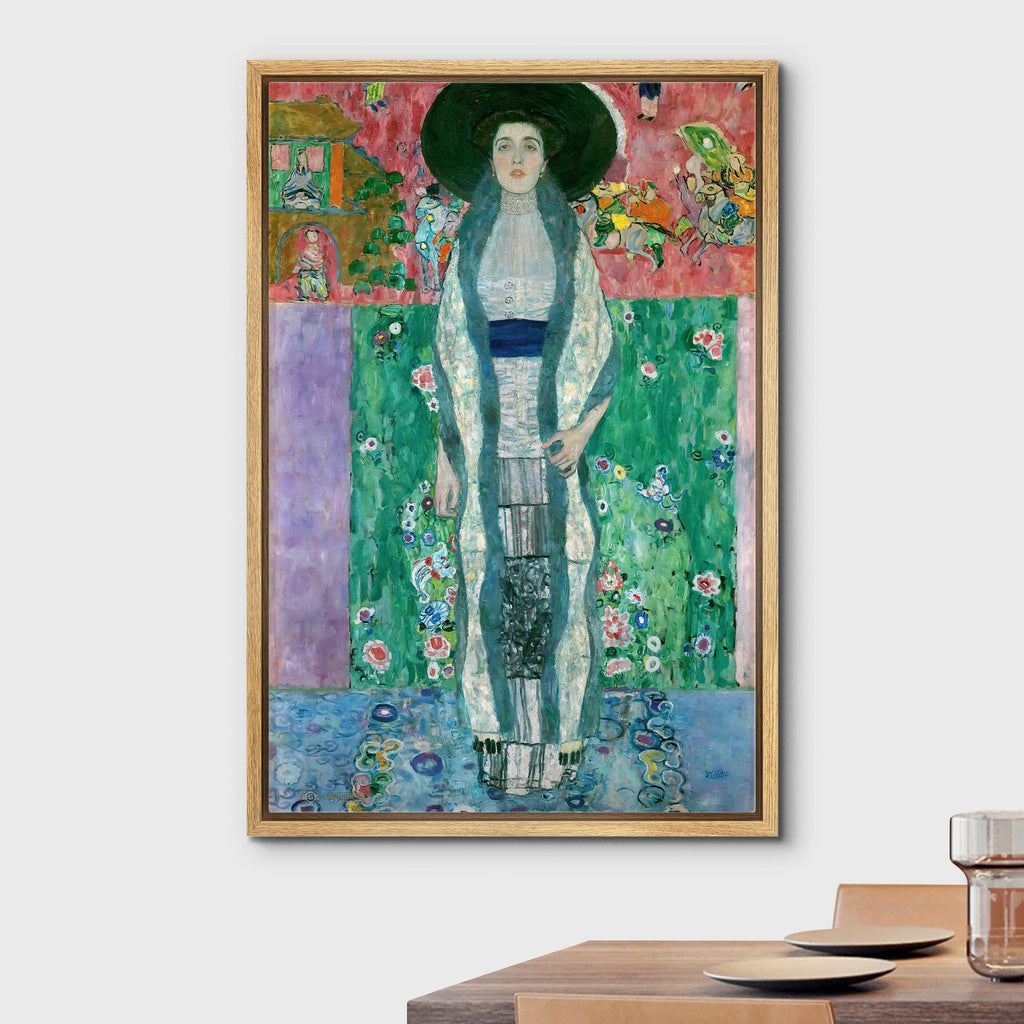 Framed Canvas Print Wall Art Portrait of Adele Bloch-Bauer II Gustav Klimt Classic Illustrations Fine Art Decorative