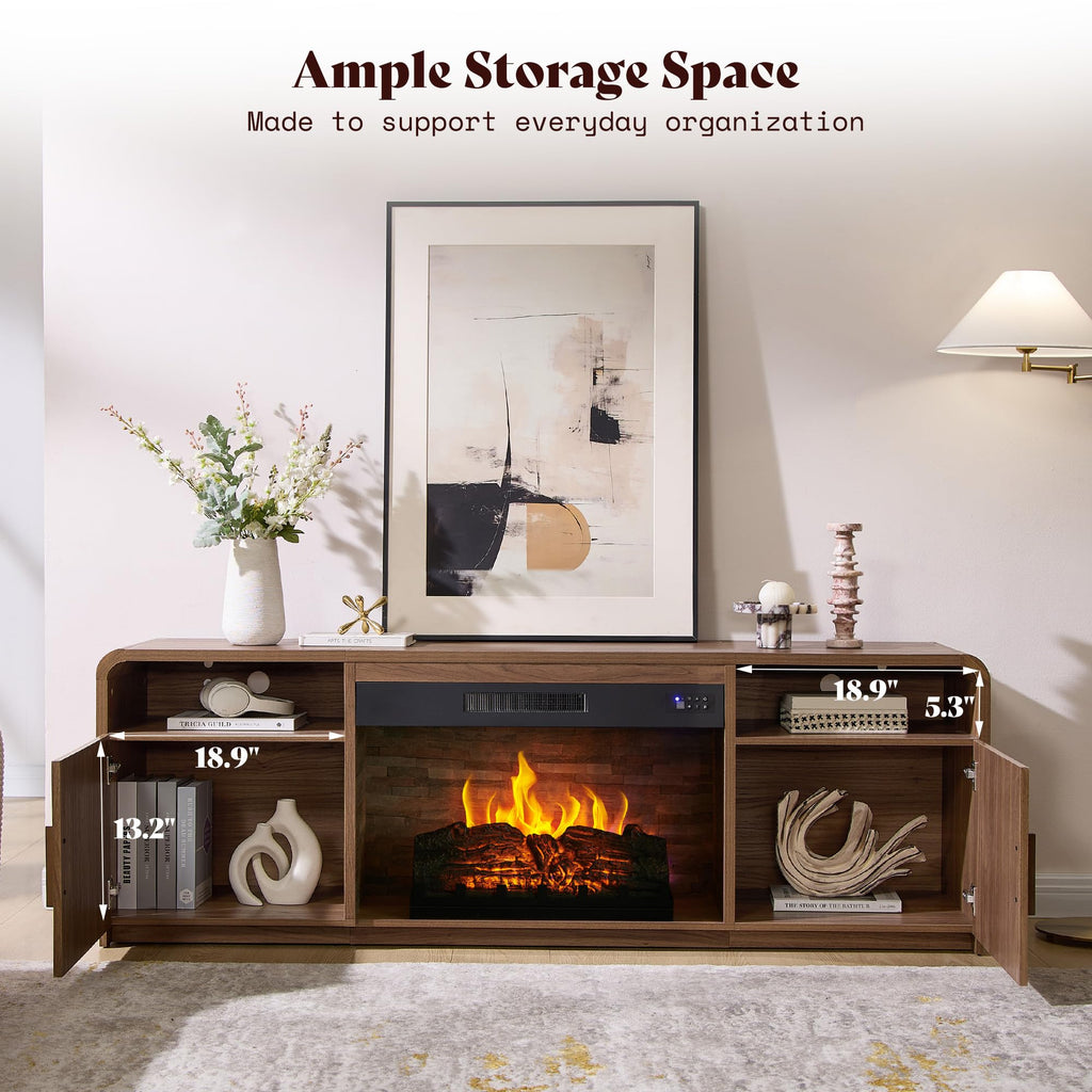 70" Fluted with 30" Electric Fireplace