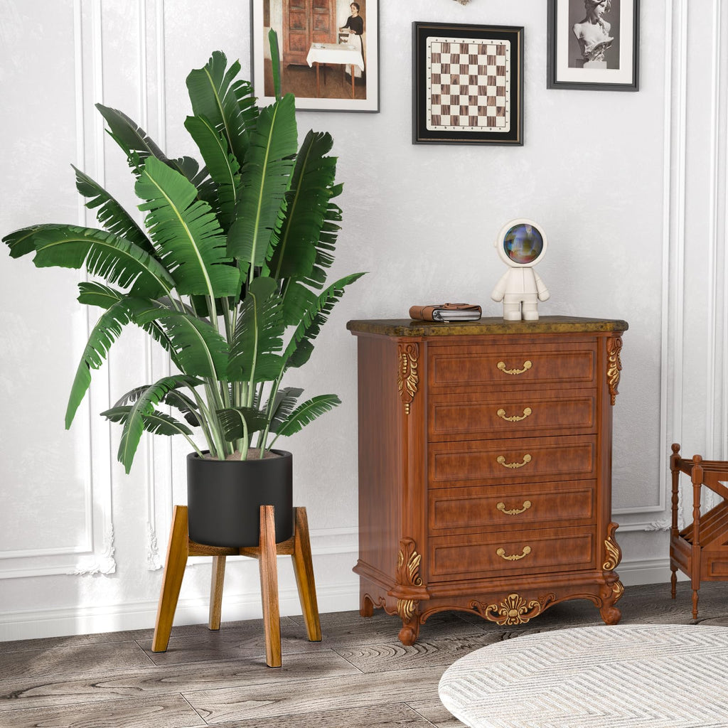 Wooden Plant Stand Indoor, Acacia Wood Mid Century Planter Stand, 9 Inch