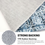 3x5 Entryway Rug Non-Slip Washable Area Rugs, Vintage Floral Kitchen Rugs Blue White, Ultra Soft Pri