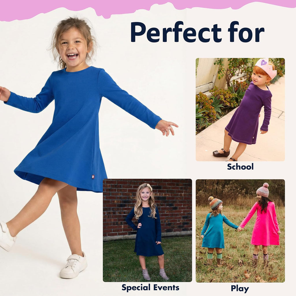 Girls' 100% Cotton Long Sleeve Dress