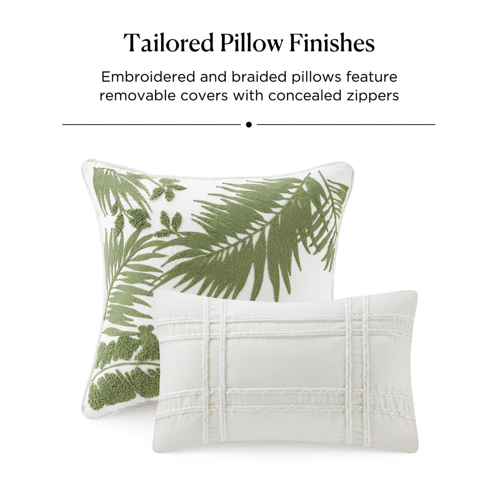 Comforter Set, Tropical Palm Print, Soft Cotton Oversized Comforter for a -Size Bed, Coastal