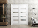 Sliding Closet Door SARTODOORS Quadro 4113 Bypass Interior Doors with Frosted Glass, MDF, 60x80, Whi