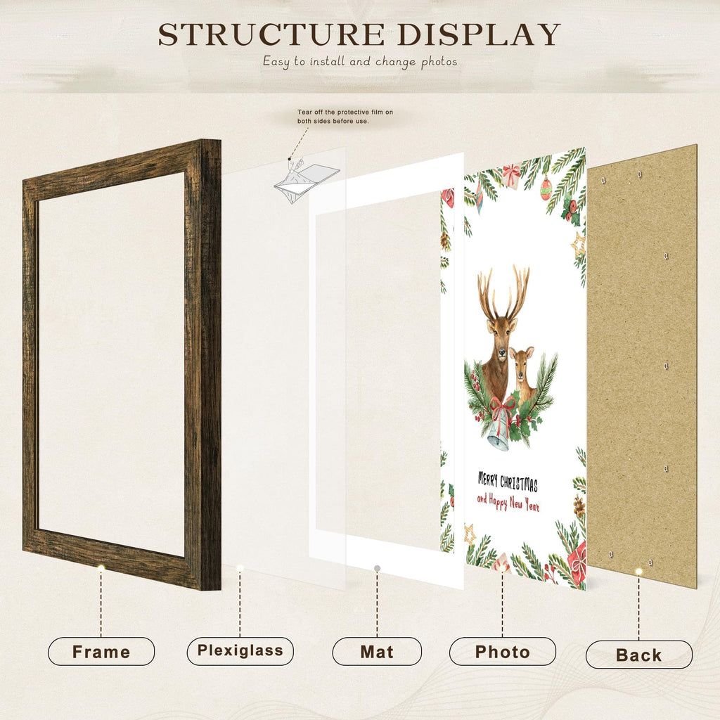 22x28 Rustic Brown Poster Frame, Picture Frame for Wall, 3 Pack