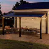 10'x14' Lean to Gazebo, Hardtop Pergola with Metal Roof, Wall Mounted Heavy Duty Canopy Awning for Backyard