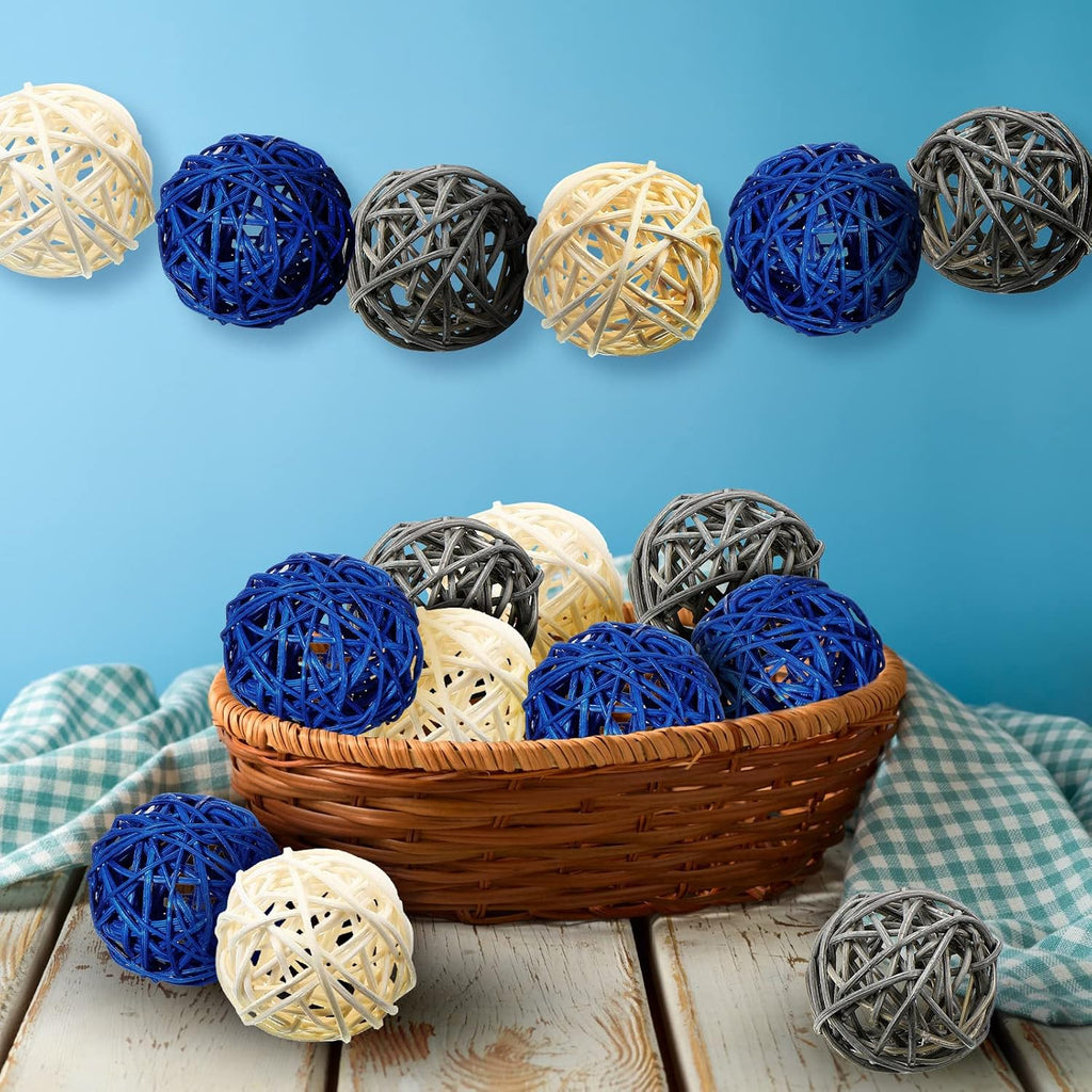 Wicker Rattan Balls Decorative Balls for Vase Centerpiece Vase Fillers Bowls Orbs Filler for Spring Summer - Set of 24