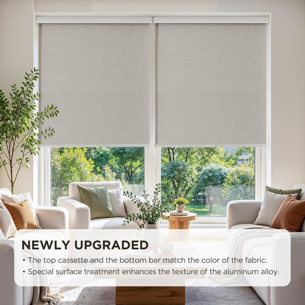 Blackout Roller Shades for Indoor Windows, Oatmeal