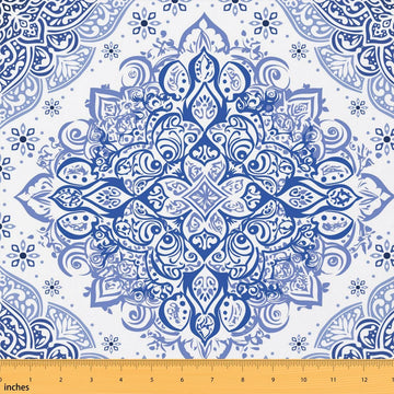 Bohemian Mandala Lotus Fabric by The Yard Vintage Irregular Geometric Decorative Fabric Soft Polyester No Stretch and