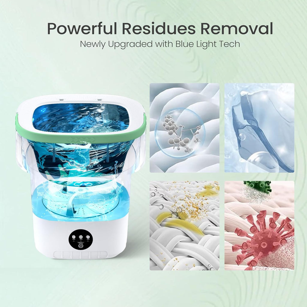 Portable Washing Machine - 16L Mini Foldable Washer with Spin Basket, Deep Cleaning for Small Clothes & 3 Cleaning