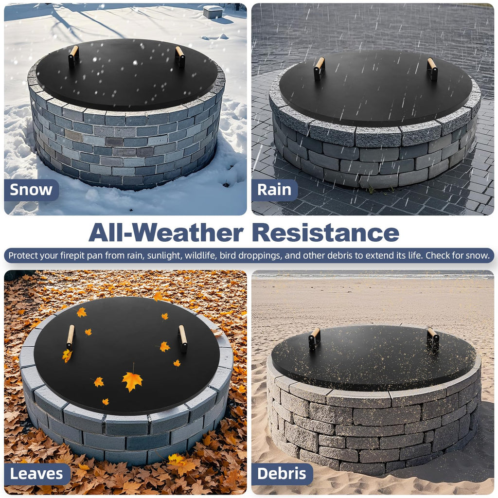 Fire Pit Lid Round 34"w/Handles, Firepit Cover, All-season Protective