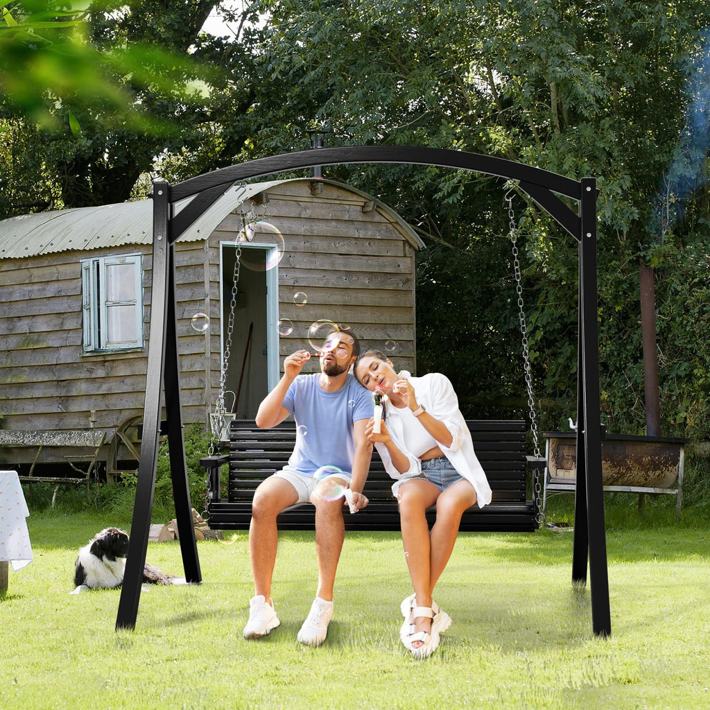 2026 Upgraded 5 FT Wooden Porch Swing, 880 LBS Heavy Duty, Black