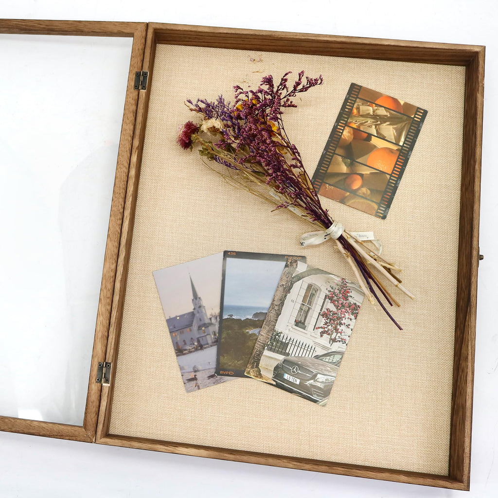 Large Shadow Box Frame 16x20 Display Case, Wood Wedding Bouquet Memory Box