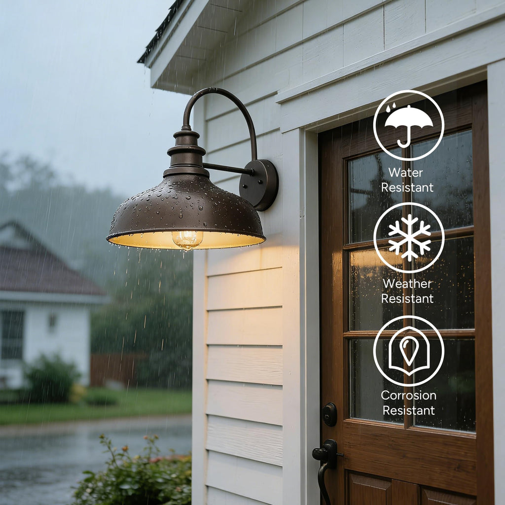 Outdoor Wall Sconce, 2Pack Farmhouse Outdoor Barn Light, Oil Rubbed Bronze