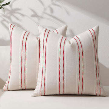 Christmas Throw Pillow Covers 22x22 Set of 2 Xmas Decor Pillows Red