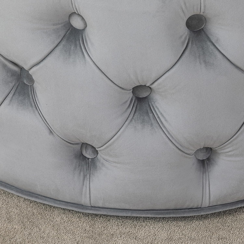 28 Inch Round Storage Ottoman, Velvet Button Tufted Ottoman, Removable Lid Coffee Table, Upholstered Hidden Storage