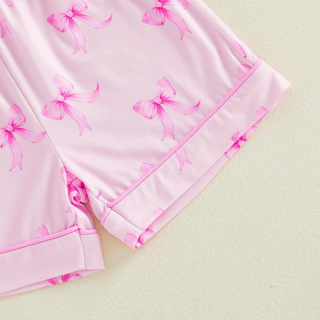 Toddler Baby Girl Pajamas Set Summer Floral Short Sleeve Button Down Shirt Top and Shorts 2pcs Pjs Sets Sleepwear