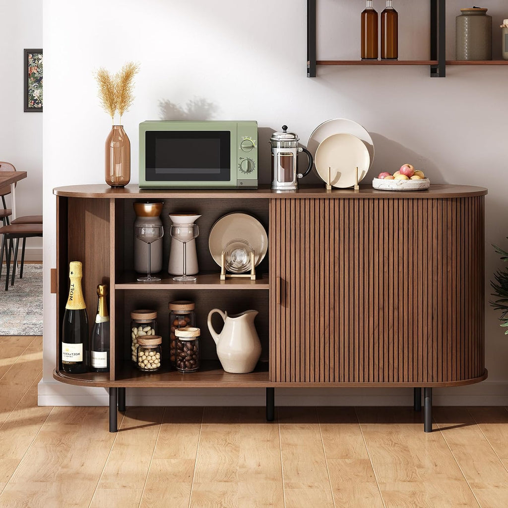 55" Sideboard Buffet Cabinet with Storage, Sliding Door & Adjustable Shelf