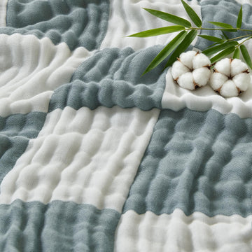 Muslin Blanket Adults Checkered Cotton Teal 60"x80"