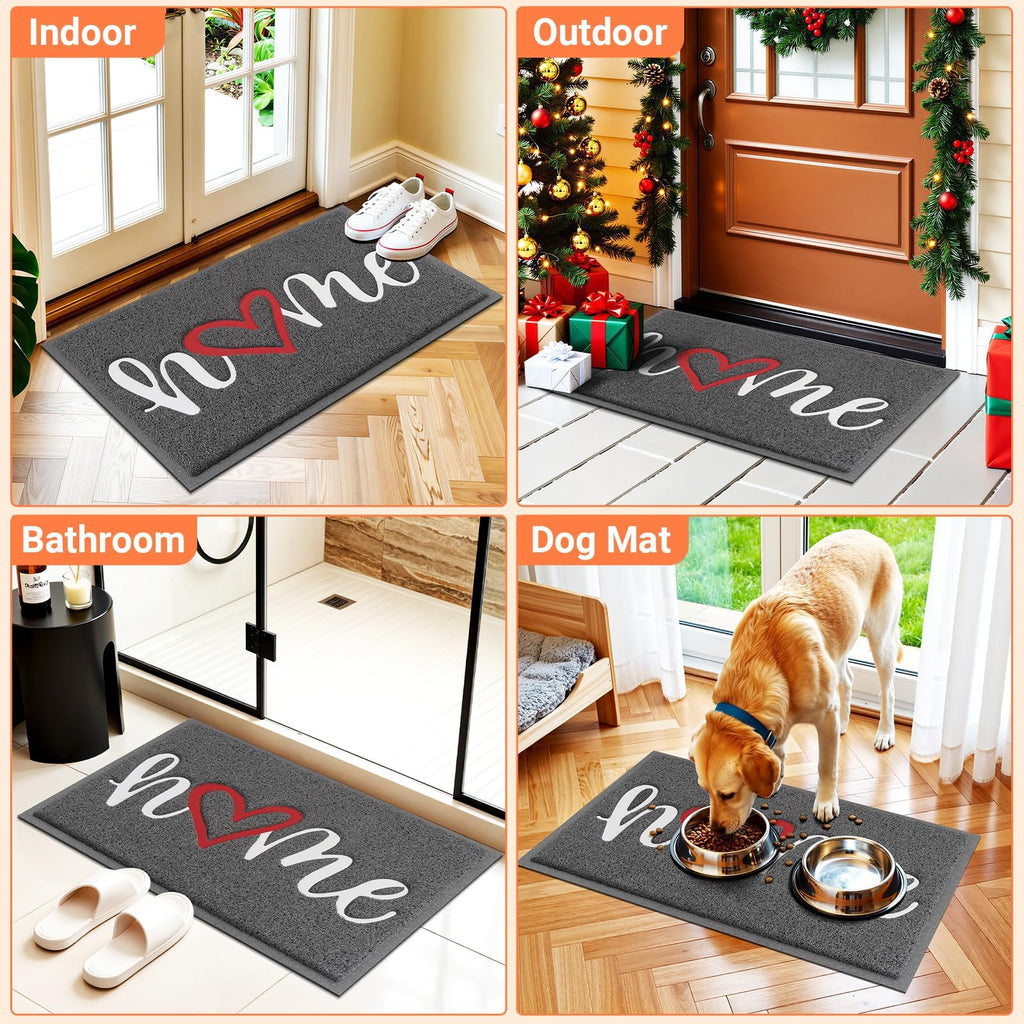 Door Mat Indoor Outdoor Welcome Mat for Entrance, 35x24in Grey