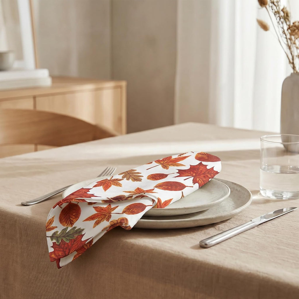 Cloth Napkins Cotton 20x20 (Set of 12) Harvest Leaf Print