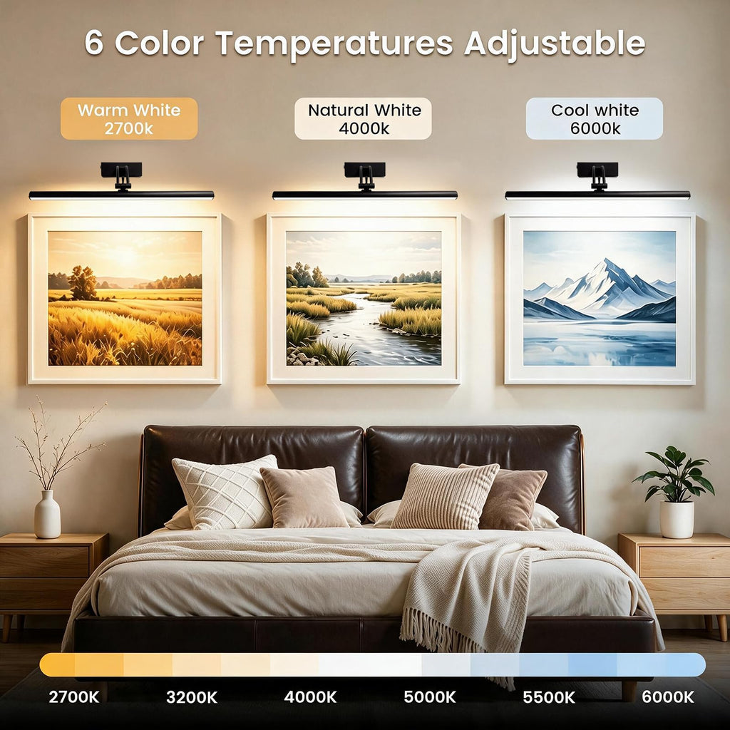 2 Pack Picture Lights for Wall Battery Operated, 16 inch Wireless Art Lighting for Painting, 6 Colors Picture Frame