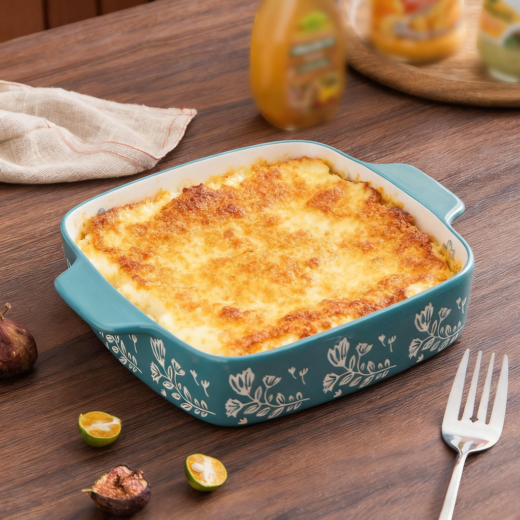 Baking Dish 9x9 Baking Pan Ceramic Brownie Pan Casserole Dish 2-pcs Lasagna Pan Square Bakeware Sets