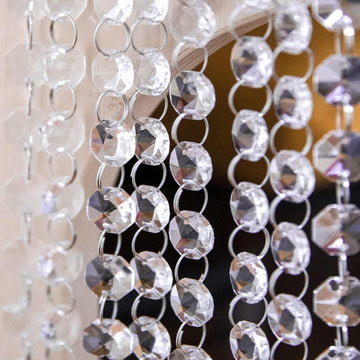 52 Feet K9 Crystal Garland Strands, 14mm Crystal Chandelier String Beads Chain Clear Octagon Prism Diamond String for