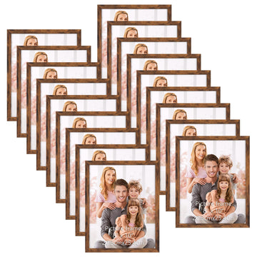 Multi 8x10 Picture Frames 18 Pack, Rustic Brown 8 by 10 Photo Frame Bulk for Wall Hanging, Tabletop Display