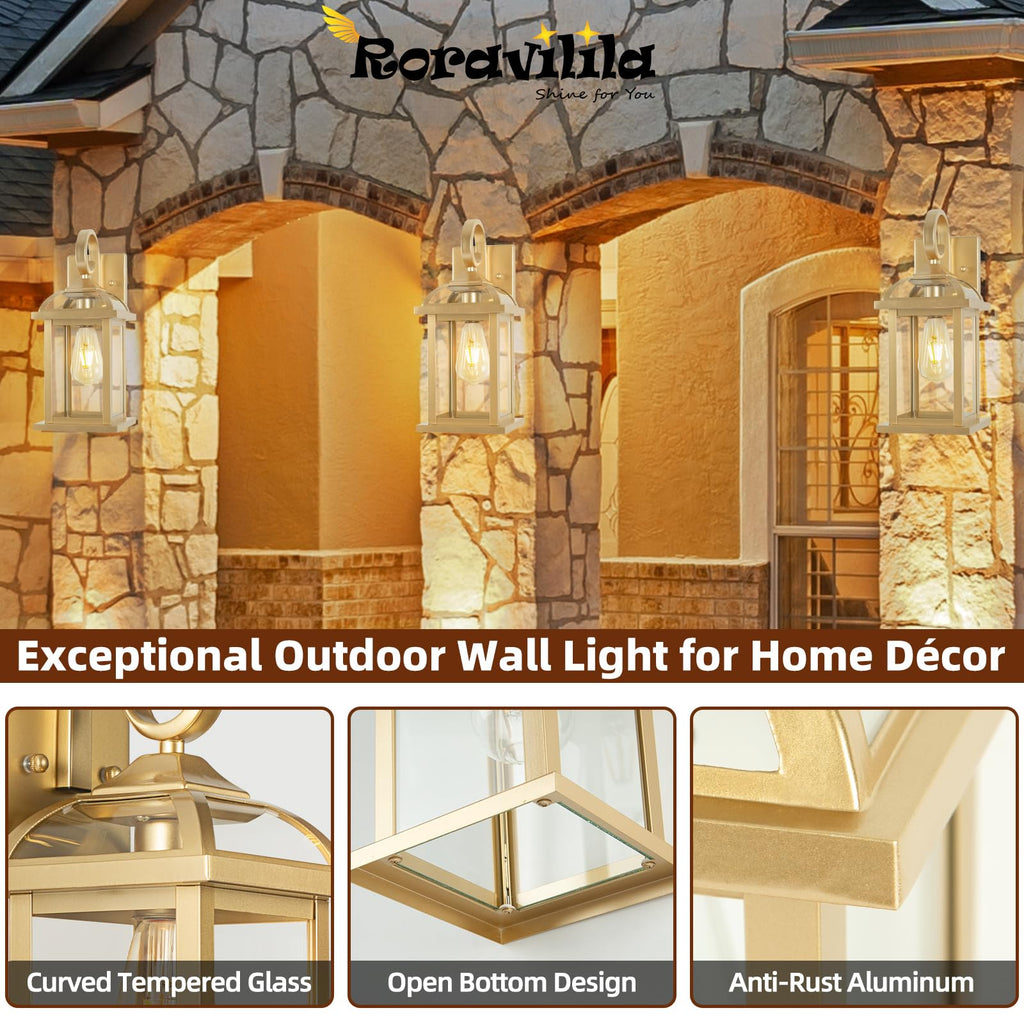 Gold Outdoor Light Fixtures Brass Porch Lanterns Anti-Rust