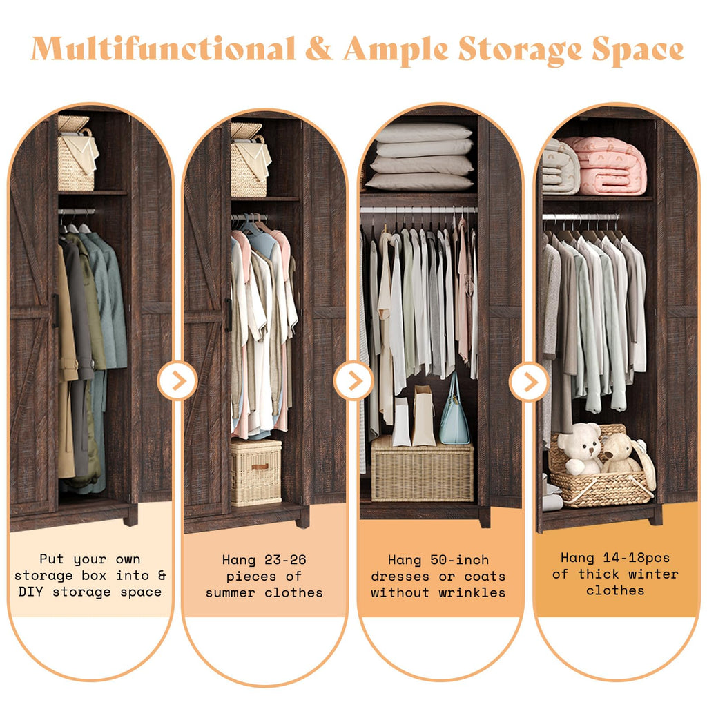 71'' Farmhouse Armoire Wardrobe Closet Set of 2
