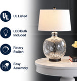 26.5" Clear Glass and Black Metal LED Table Lamp