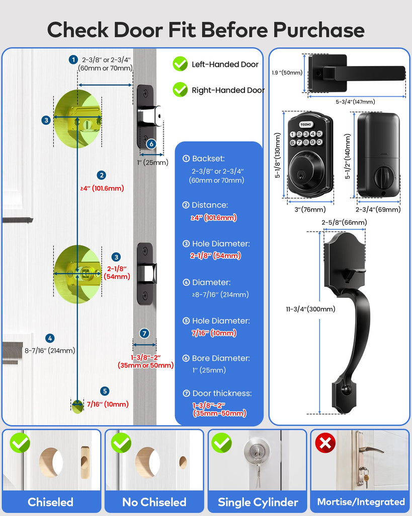 Keyless Entry Door Lock Set for Front Door, Matte Black