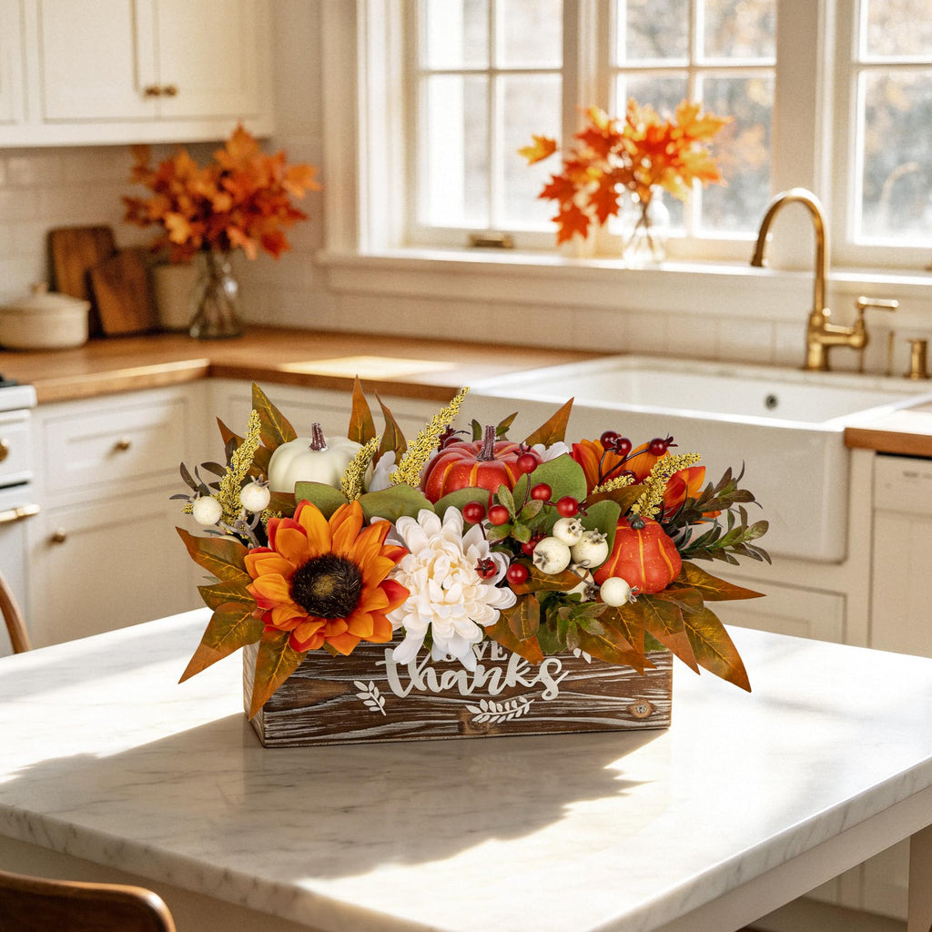 Fall Centerpiece for Table Fall Fake Flower in Pot Fall Floral Arrangement