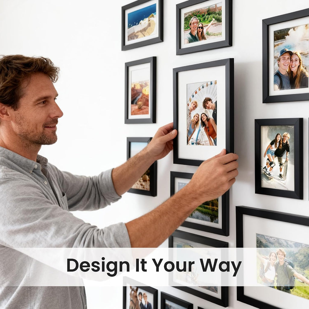 Picture Frames set of 19, Including 8x10, 5x7, 4x6 Black Frame | Multi Picture Frames Collage Wall Decor, Gallery