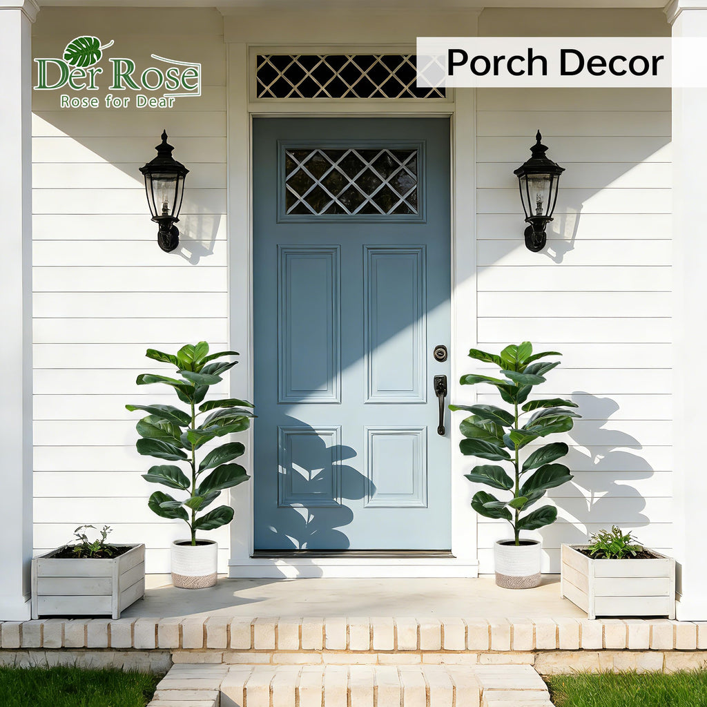 2 Pack 30" Fake Plants, Fiddle Leaf Fig Trees with Woven Baskets