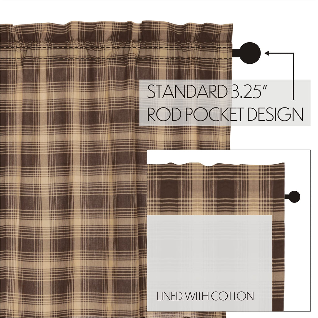 Rustic Swag Set Dawson Star Scalloped Brown Plaid Country Kitchen Window Curtains