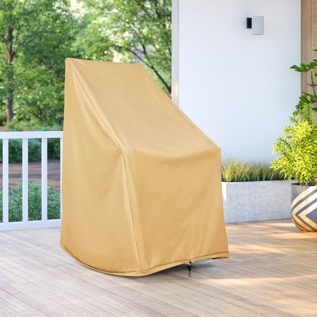 Weatherproof Outdoor Rocking Chair Cover, 100% Woven Polyester, Elastic Cord with Toggle, Apricot Crush