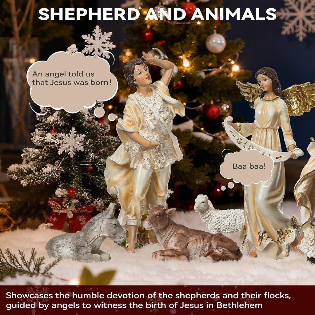 12.5in Nativity Set & Figures, 12-Piece Nativity Scene Figurines