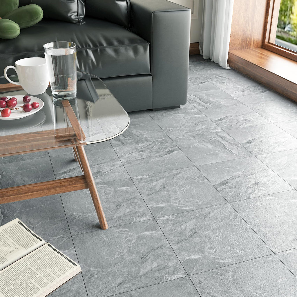 36 PCS Grey Marble Vinyl Flooring Peel and Stick Marble Floor Tile Waterproof 12"x12" Self Adhesive Grey Vinyl Tile