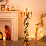 Gold Wedding Candelabra Tall - 50" Antique Floor Candelabra, Metal 5 Arm Candelabra, Spiral Candelabra Candle Holder