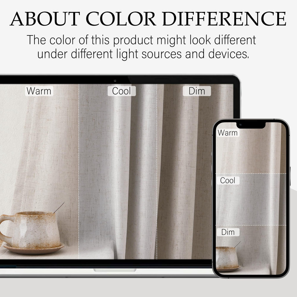 100% Blackout Extra Long Linen Curtains Light Cream 132 Inches Black Out Curtain Neutral 11ft Boho Farmhouse Drapes