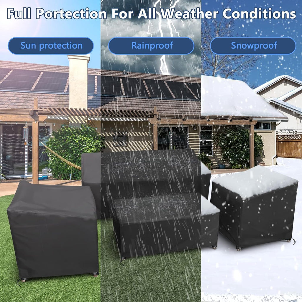 Patio Furniture Cover 4 Piece Set, Black, Regular | Outdoor Furniture Cover Waterproof for Loveseat, Lawn Chairs