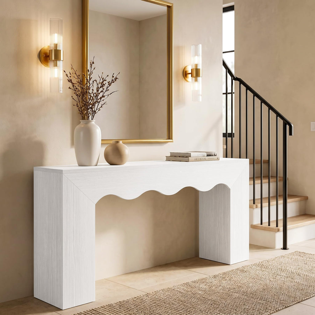 63" Farmhouse Console Table with Wavy Edge
