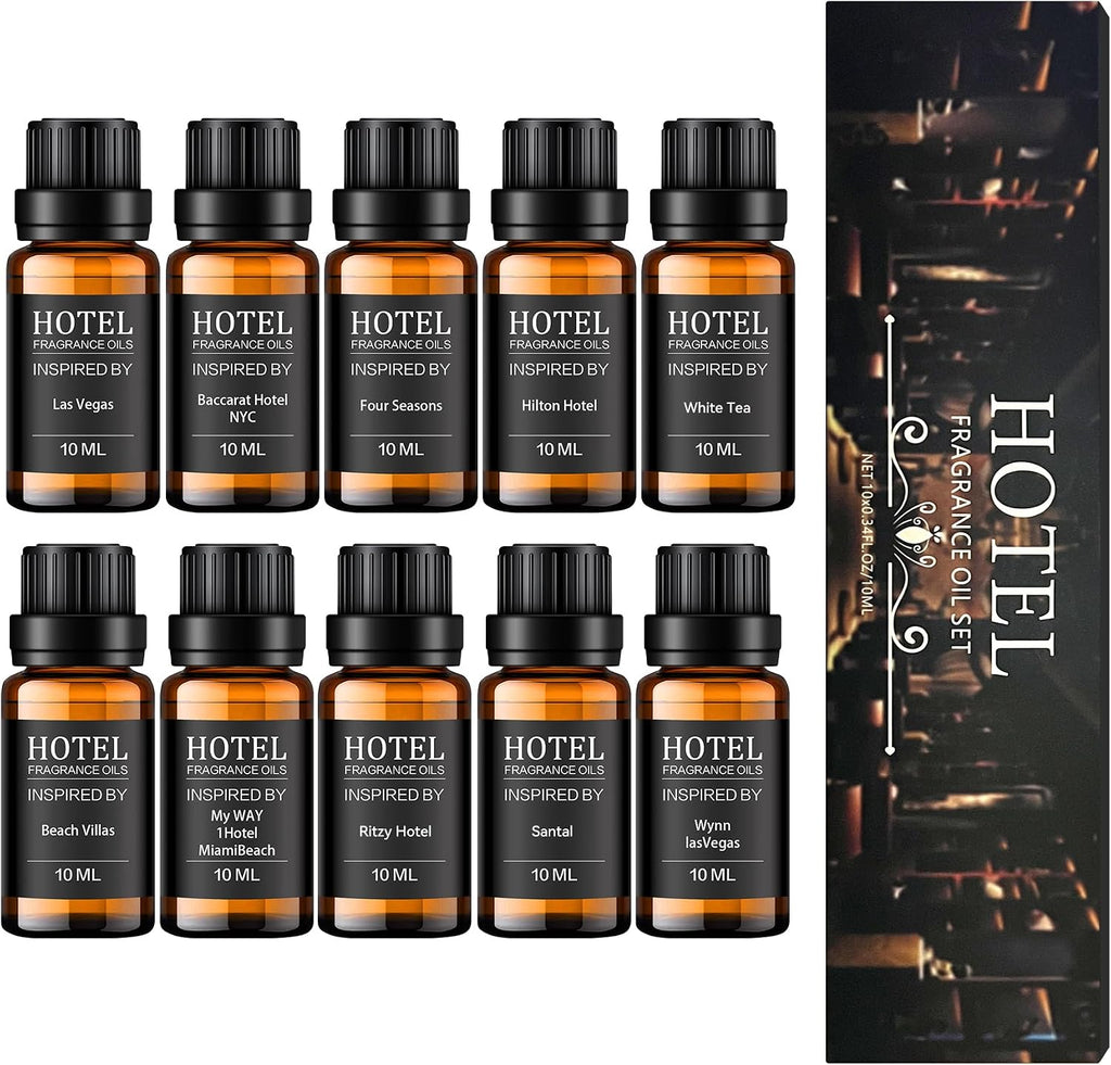 Hotel Collection Diffuser Essential Oil Gift Set,Hotel Scents,Stress Relief Air Freshening,My Way,The Beach Villas - Set of 10