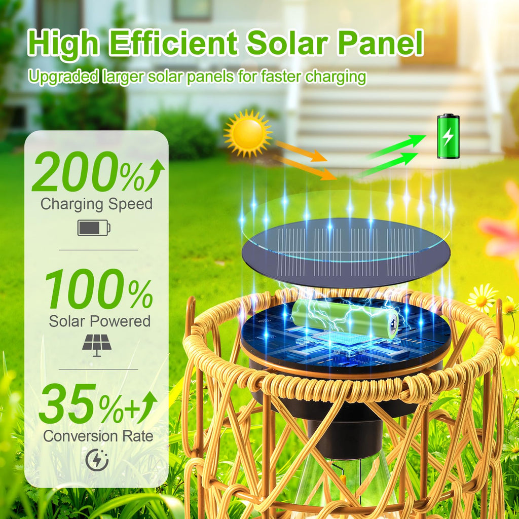 Solar Lantern Outdoor Lights, 4 Pack Bright Hanging Solar Lanterns Outdoor Waterproof with Handle, Decoration Rattan
