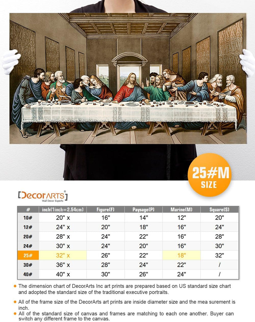 The Last Supper, Leonardo da Vinci Classic Art Reproductions. Giclee Canvas Prints Wall Art Decor x1.5
