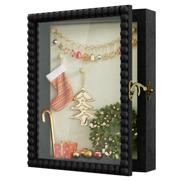 8x10 Deep Shadow Box Frame, Unique Solid Wood Beads Frame, Black